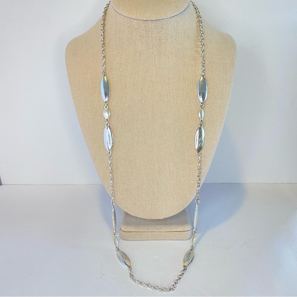 Trifari Vintage Silver Tone Long Statement Necklace